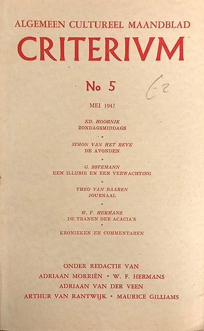 Algemeen Cultureel Maandblad Criterium, no.5, mei 1947