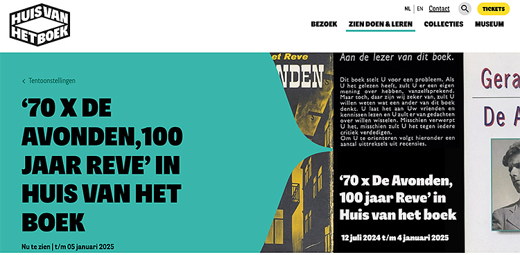 fragment website Huis van het Boek